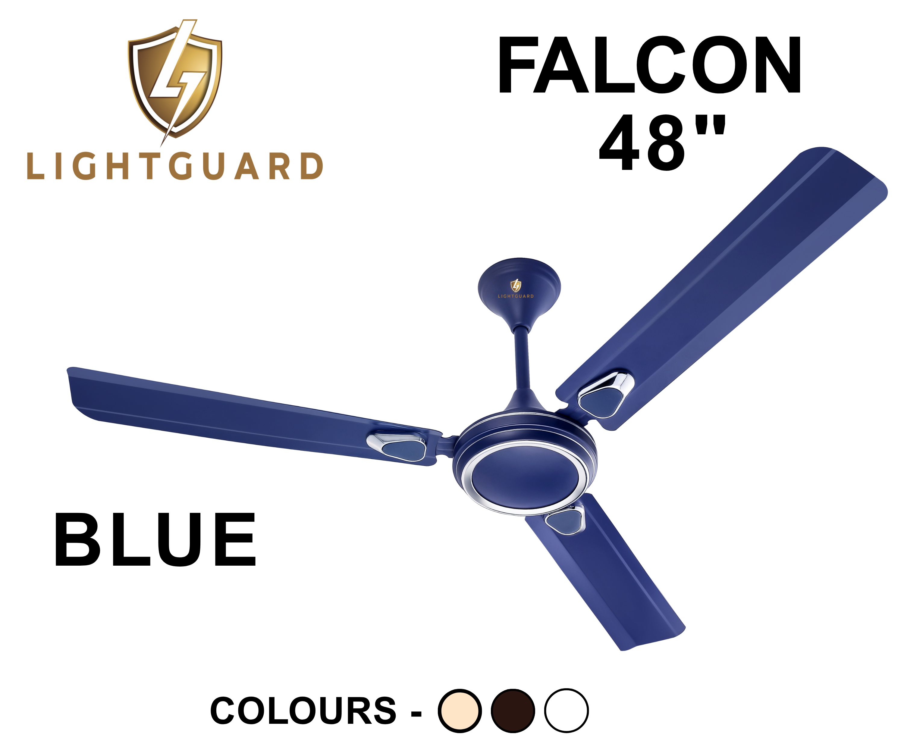Lightguard Falcon 48 Inch (1200Mm) Heavy Duty 3 Blade High Speed Ceiling Fan - Blade Material: Metal