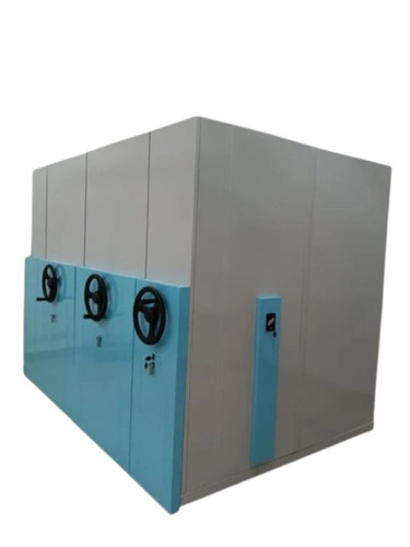 Mobile Storage Compactor - Metal, Standard Size, White | Industrial Use, Durable, Rectangle Shape