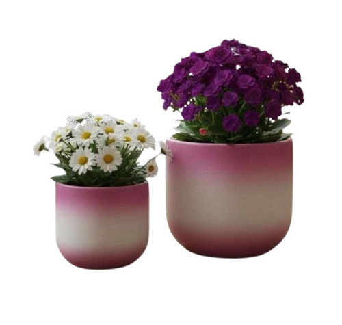 Multicolor Terracotta Painted Pots Set Of 2 - Color: Multi Color