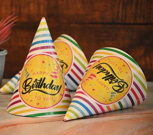 Birthday Party Paper Cap - Color: Golden