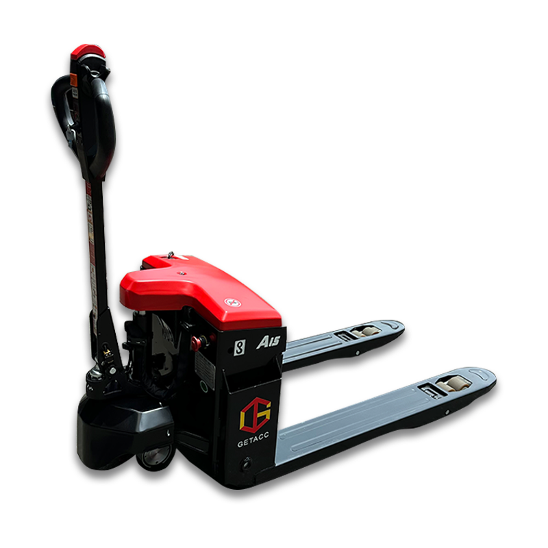 Electric Pallet Truck - Black and Red, 1500-2500 kg Load Capacity, 0.75-1.5 kW Motor, 1350-1500mm Turning Radius