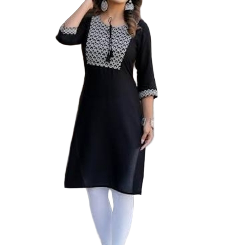 Plain Kurti - Embroidered Multi Color, 3-4th Sleeve, All Sizes, Summer | Breathable, Washable, Fancy Casual
