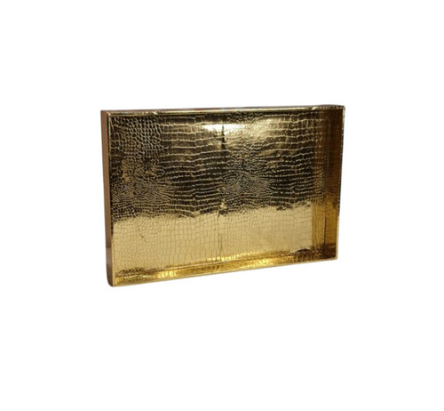 Rectangle Golden Serving Tray - Features: Elegant Look