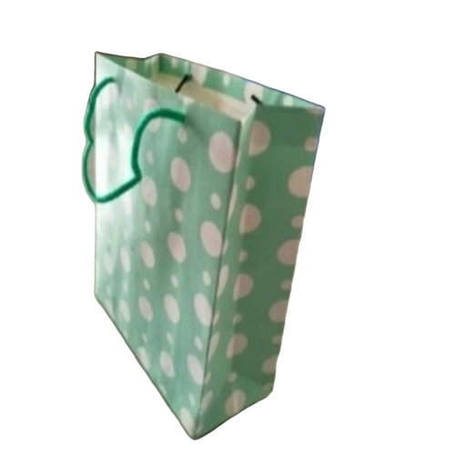 Green Printed Paper Bag - Kraft Paper, 9x11 Inches, Multicolor | Disposable, Twisted Rope Handles, Customizable Designs, Logo, Patterns, Size