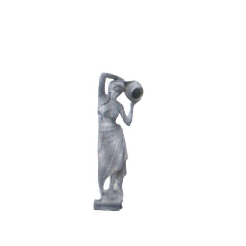 Decorative Idols - Resin And Marble, 9x4x20cm, White | Polished Antique Imitation Monk Idol for Interior Decor
