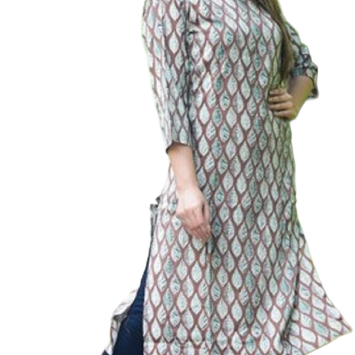 Long Kurti - Rayon, Size M, Multicolor | Slim Fit, Printed Pattern, Good Quality, Customizable Size