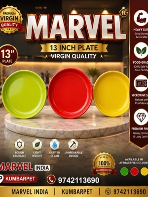 Marvel 13 Inch Plastic Plate - Plastic, 13 Inch, Multi Color, Round, Glossy Finish | Durable, Unbreakable, Freezer Microwave Dishwasher Safe