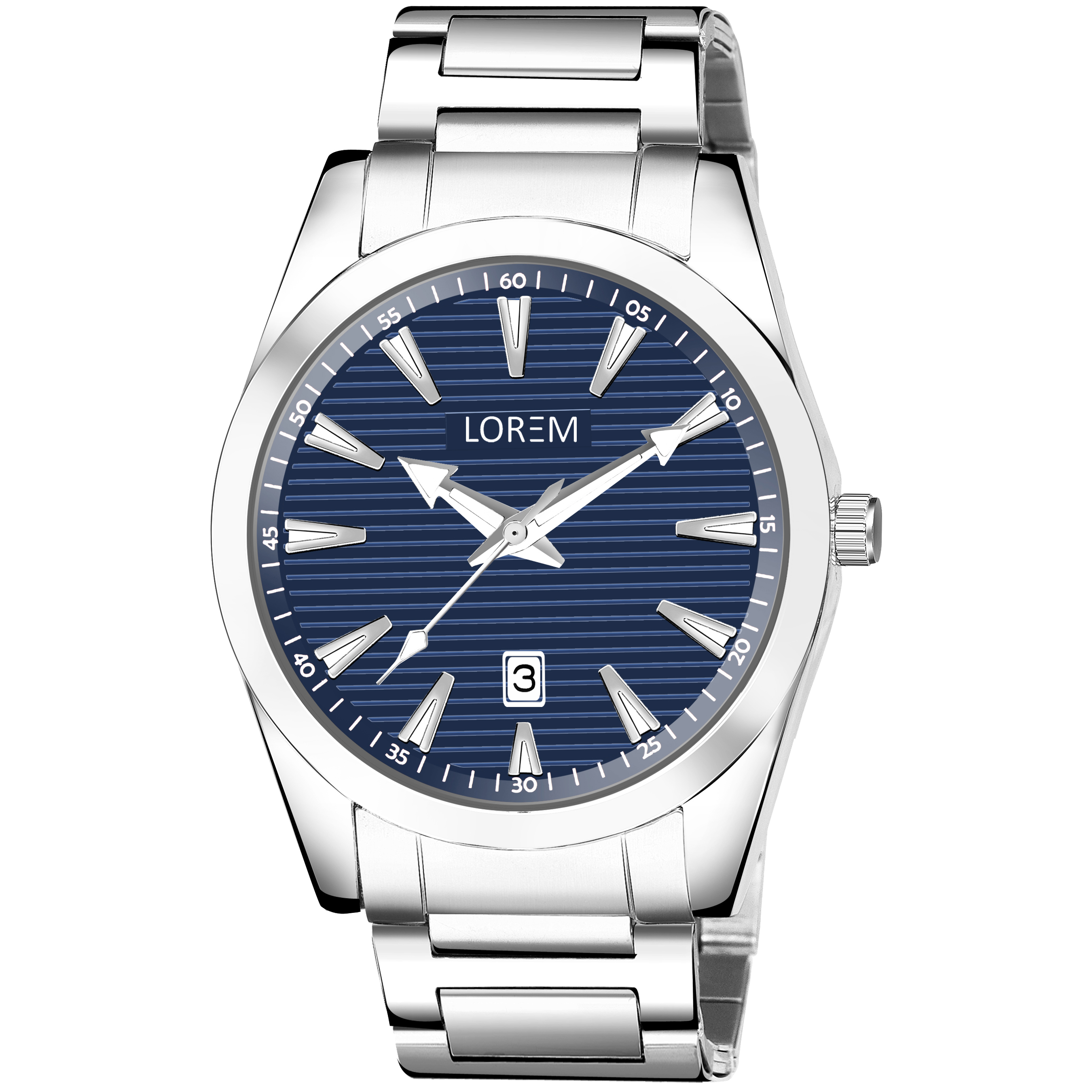 Lorem Blue Dial Date Edition Lr149 Wrist Watch - Color Of Band: Silver