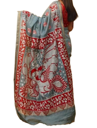 Madhubani Print Sarees - Silk, 5.5m, Multicolor | Lightweight, Quick Dry, Neatly Stitched, Traditional Style