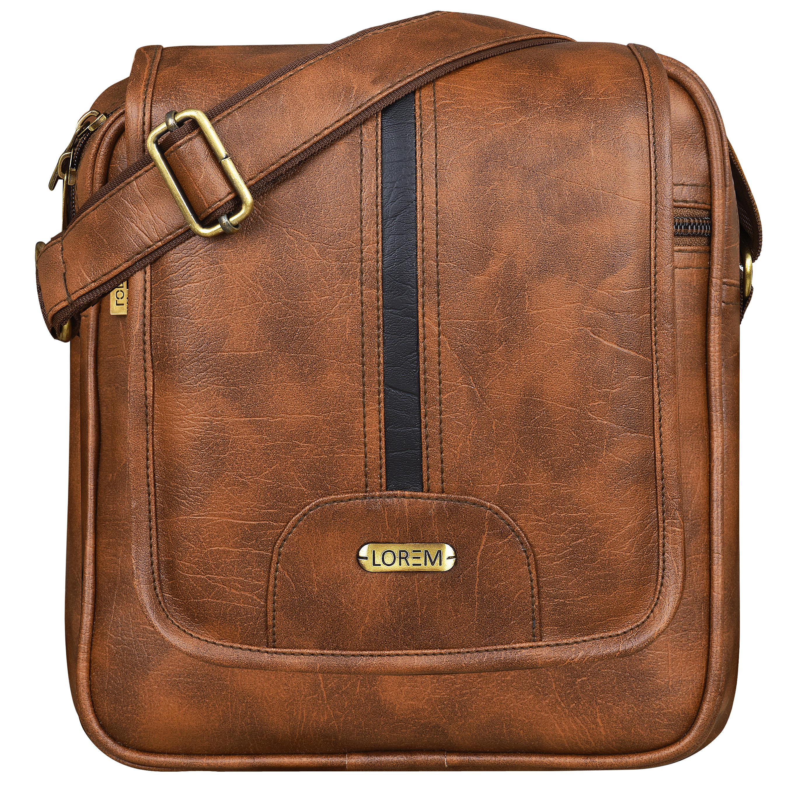 Lorem Tan Casual Faux Leather Cross Body Sling Bag For Men Sl01 - Capacity: 5 Ltr