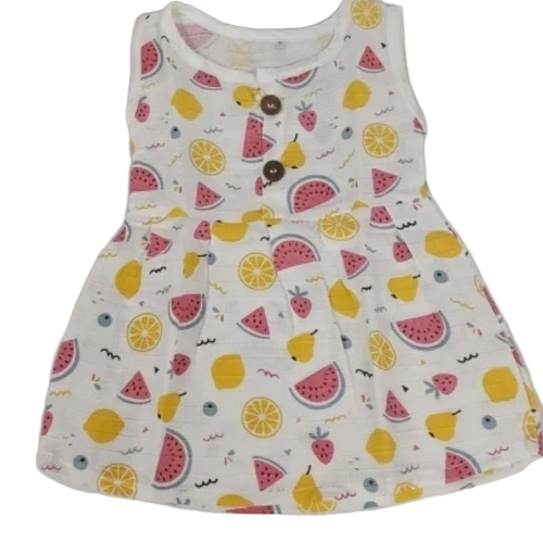 Designer Cotton Baby Frock - Cotton, 3-6 Months, Half Sleeves, Printed | Good Quality, Quick Dry, Traditional Style, Girls, Customized Size