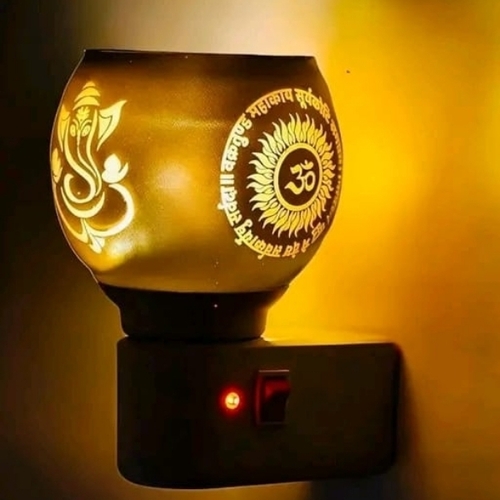 Om Ganesh Decorative glass LED Night Lamp [ kapoor dani lamp ]
