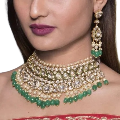 Emeralds Polki Necklace Set