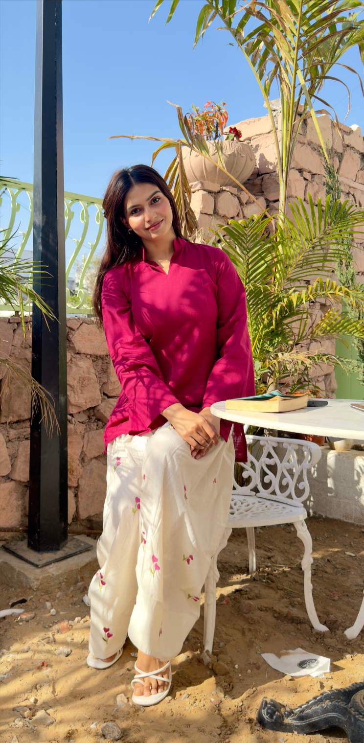 Classic Floral Bloom Pharsi Salwar Suit