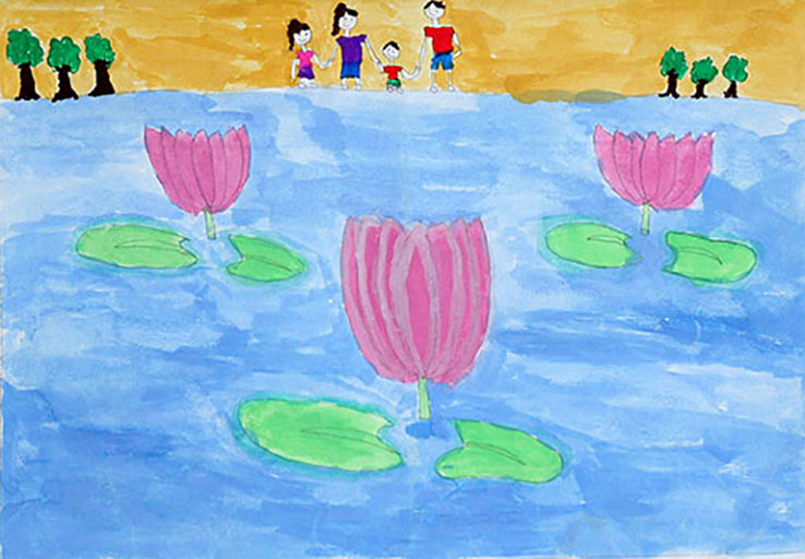 Lotus Hand Painting (Colours Of National Symbols 2017 C 140) - Color: Multiple