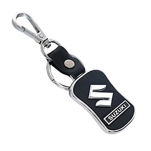 Suzuki Car Key Chains - Metal Steel 6x3x1 cm Silver, Secure Spring Lock Key Ring