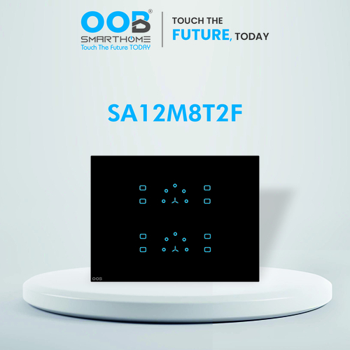 Nubee Home Automation Touch Switch Sapphire Series Sa12M8T2F - Color: Black & White