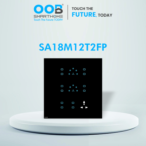 Nubee Home Automation Touch Switch Sapphire Series Sa18M12T2Fp - Color: Black & White