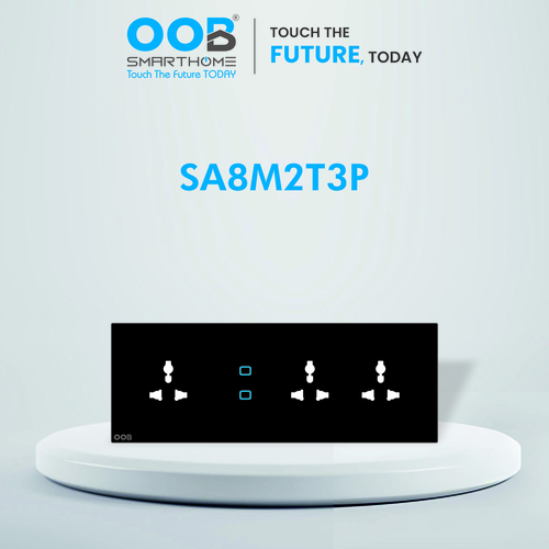 Nubee Home Automation Touch Switch Sapphire Series Sa8M2T3P - Color: Black & White