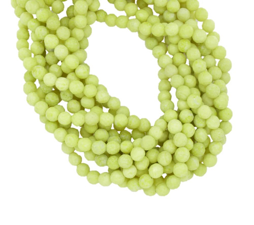7mm To 8mm Size Yellow Green Jade Faceted Round Shape Gemstone Beads