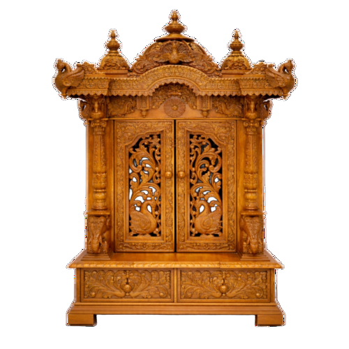 Wooden Pooja Temple for Home With Door