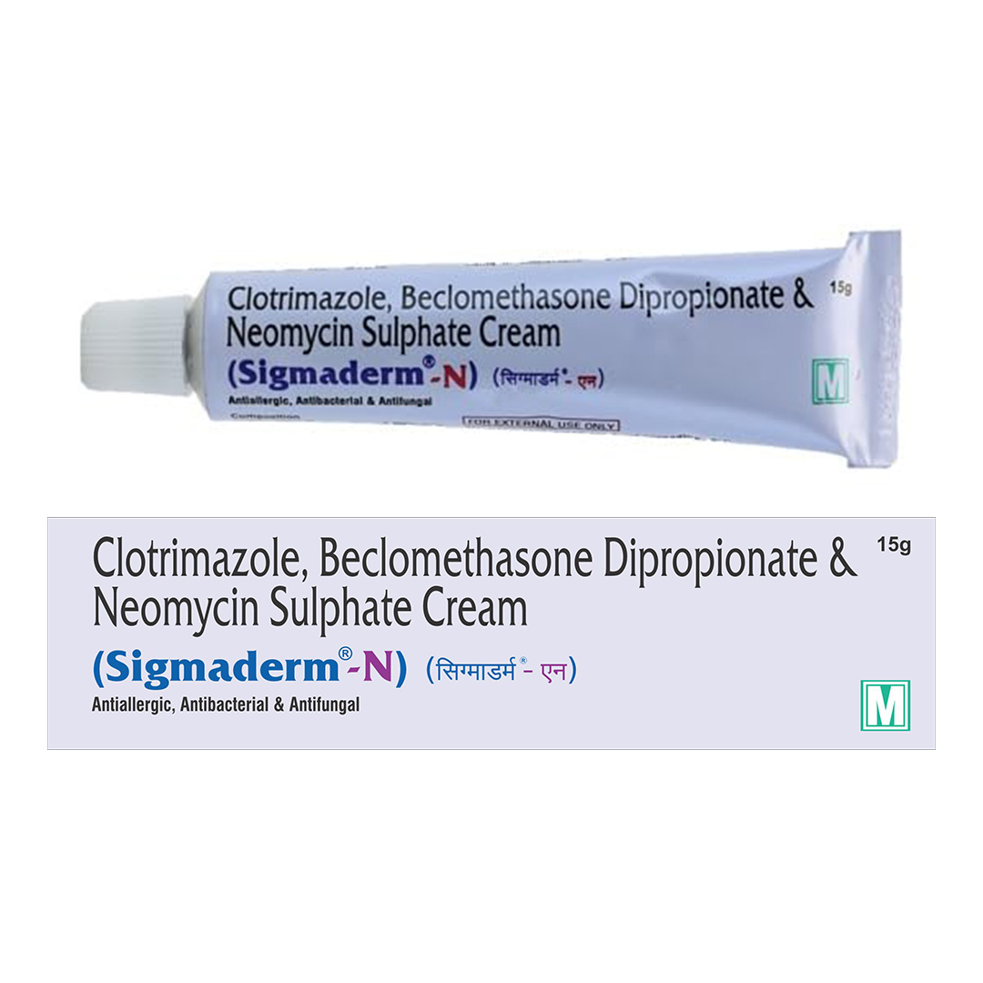 Clotrimazole Beclomethasone Neomycin Antifungal Cream 15G (Sigmaderm-N) - Application: Mixed Skin Infections   Fungal Infections With Secondary Bacterial Involvement And Inflammation Fungal Skin Infections With Inflammation