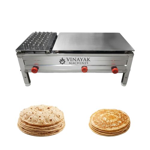 Vinayak Machines Commercial 18 X 36 Inch Gas Operated Chapati Tawa Bhatti,700-900 Rotis Per Hour with 8 mm Tawa