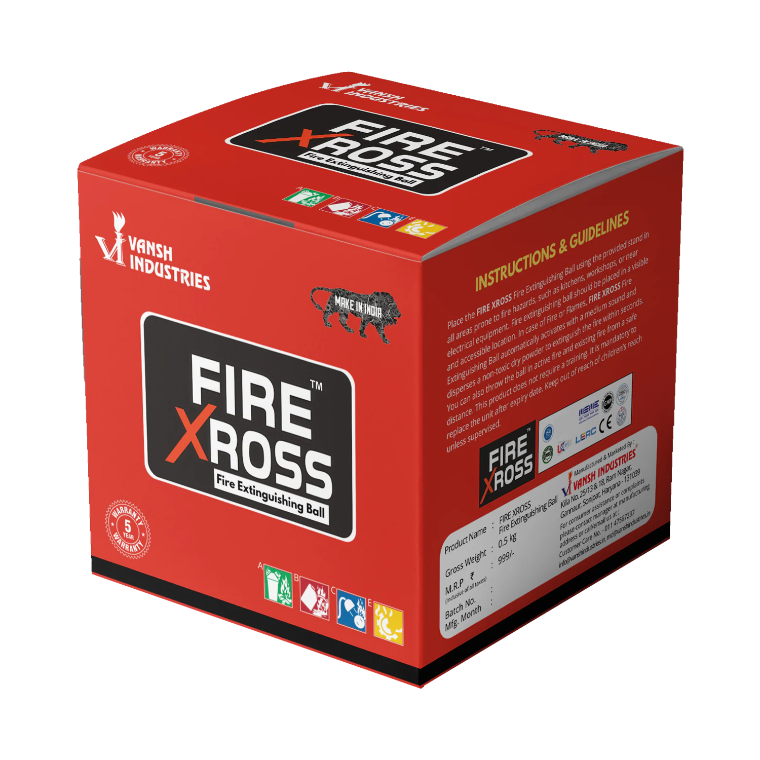 Xross Fire Extinguisher Ball - Capacity: 1.5 Kg