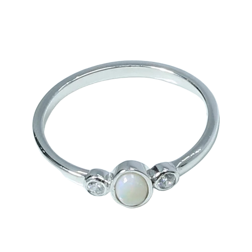 Opal Stone Ring - Color: White & Silver