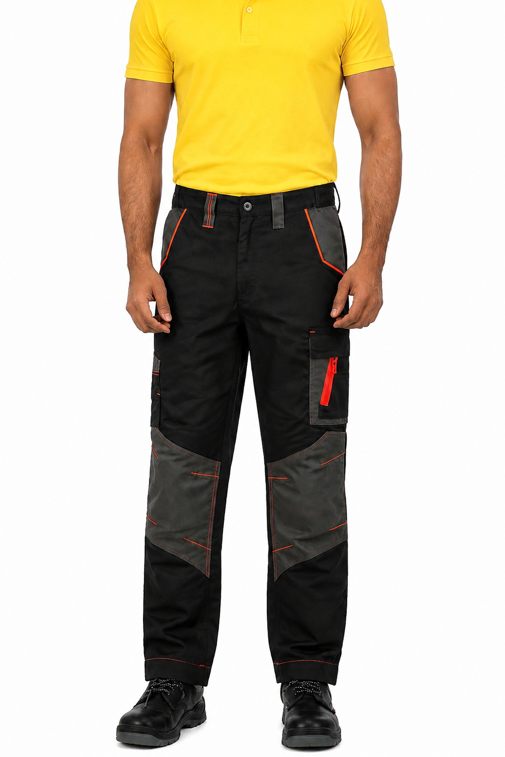 Porto Industrial Work Trouser - Color: Charcoal Grey Orange