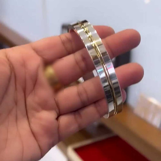 Turning Mid Gold Radium Heavy Pure Silver Kada For Men 30Gm - Gender: Unisex