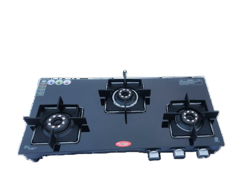 Global Flame 3 Burner Glass Gas Stove - Gas Type: Lpg