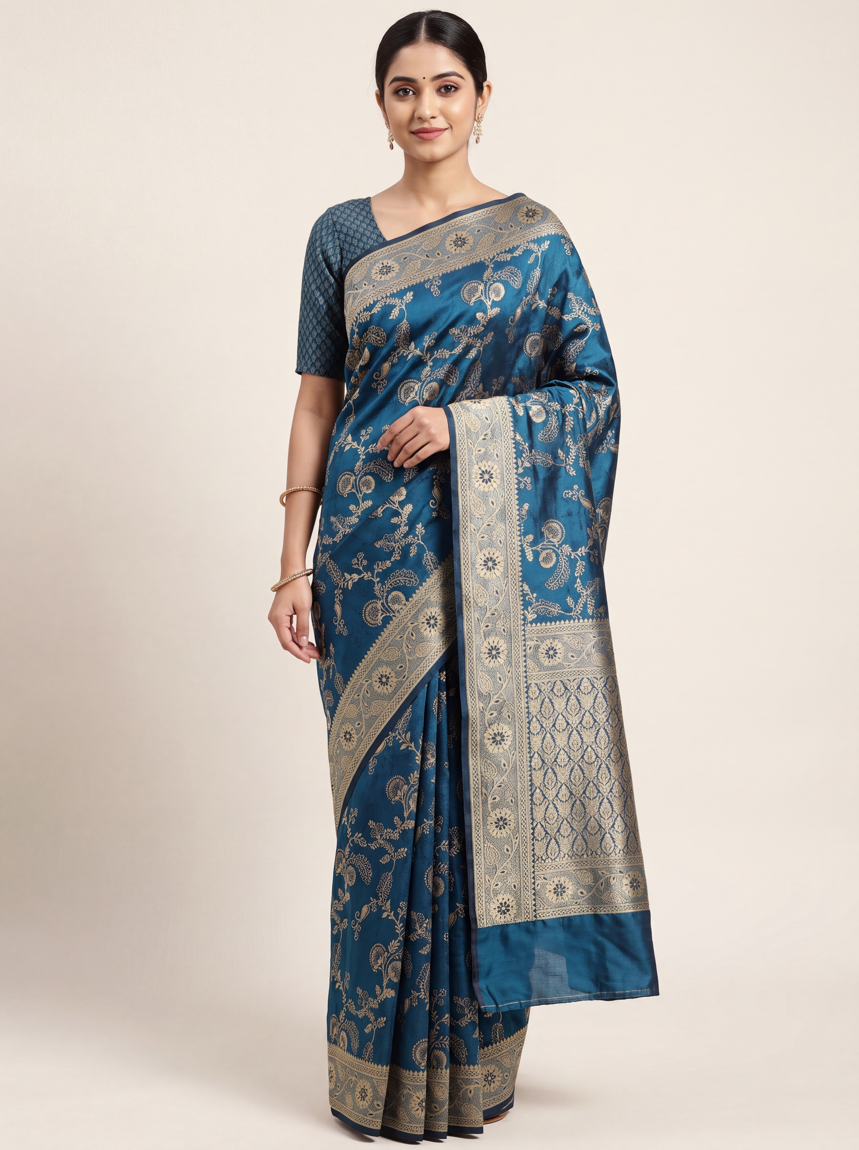 Art Silk Banarasi Saree With Swarovski Stone Work For Wedding & Party Wear - Color: Multiple Colours Available