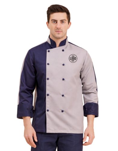 Stylish Male Chef Coat With 3/4 Sleeve & Two Color Collar - Fabric Type: Viscose