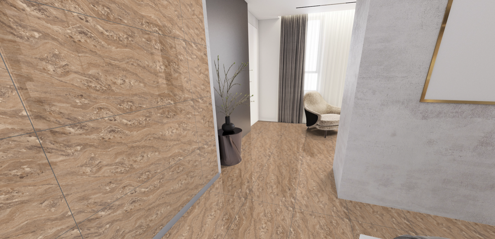Titan Double Brown Glazed Vitrified Floor Tile - Grade: First Quality