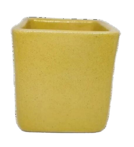Square Yellow Ceramic Planter - Finish: Matt
