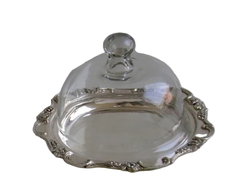 Glass Butter Pot - Color: Silver