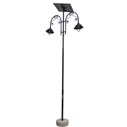 Decorative Double-Arm Solar Led Street Light With 6M Pole - Color: Black