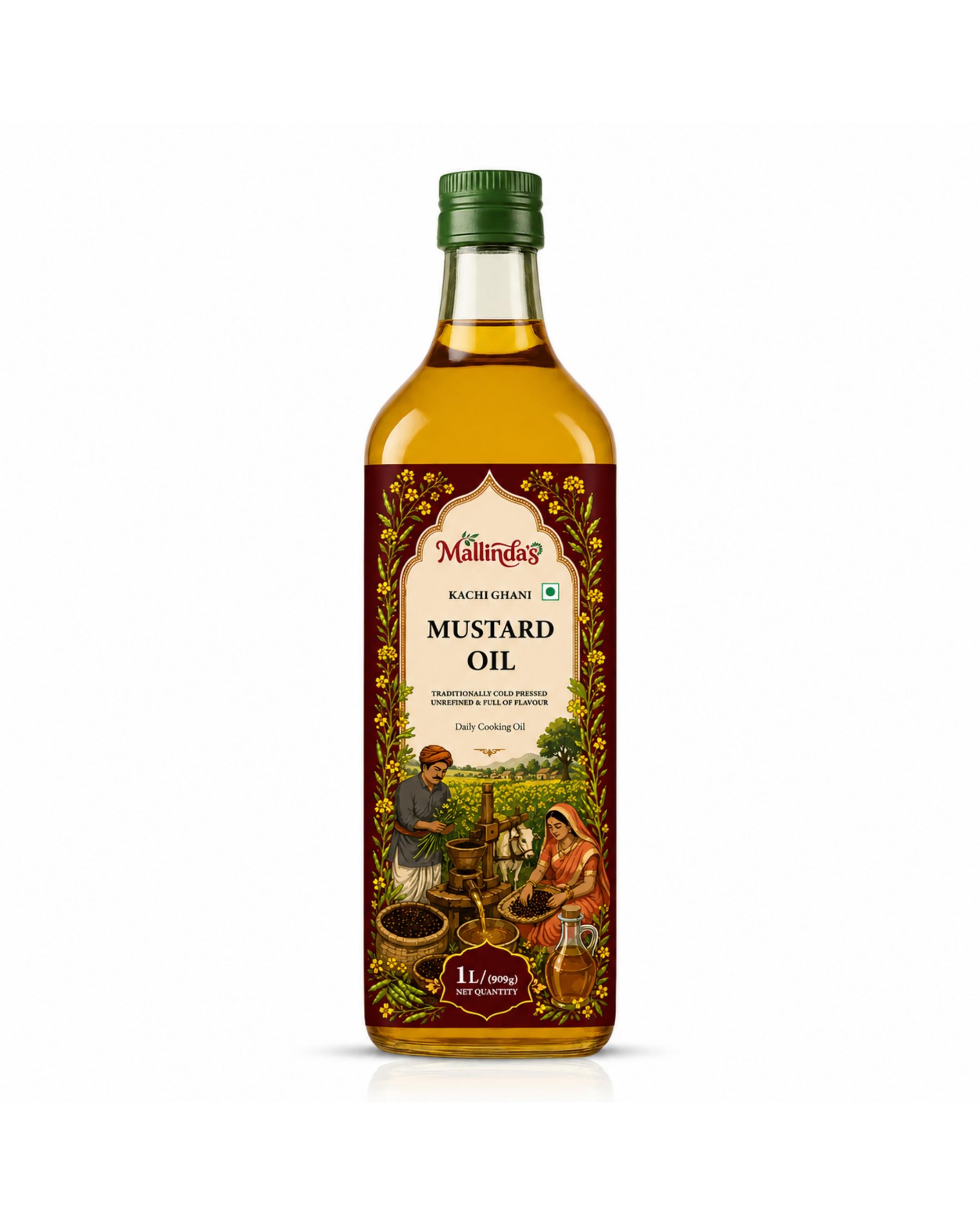 Mallindas Kachi Ghani Mustard Oil 1 Ltr - Application: Household