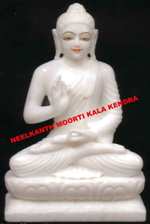 Buddha Statue - White Marble, Exquisite Handcrafted Design, Ideal for Spiritual Decor