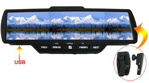 Bluetooth 2.0 Car Rear View Display Mirror With Built-In 2 Speaker + Lcd Screen By Maywa Industrial Limited