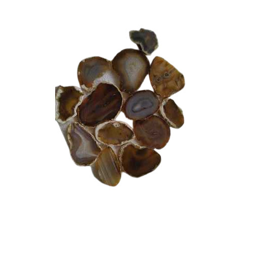 Natural Rocks Cut Stone Slice With Gold Plated Agate Slices - Grade: A