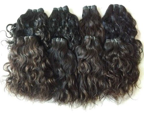 Black Color Raw Indian Natural Wavy Hair With 8 To 40 Inch Length Application: Profesional