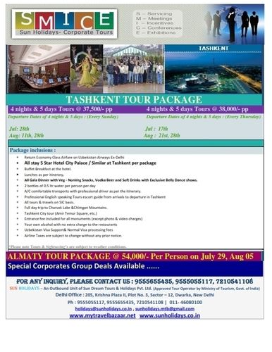 Tashkent Group Departure Package By SUN HOLIDAYS