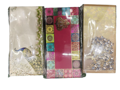 Fancy Wedding Cards - Velvet Material, Various Patterns and Colors | Pack of 25, Coin and Non-Coin Options