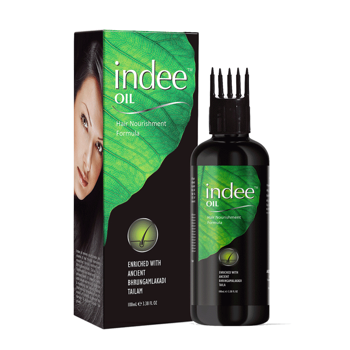 Indee Ayurvedic Hair Oil - 100 mL, Light Green Color | Revitalizes Hair Follicles, Enriched with Bhringamalakadi Taila & Exotic Herbs