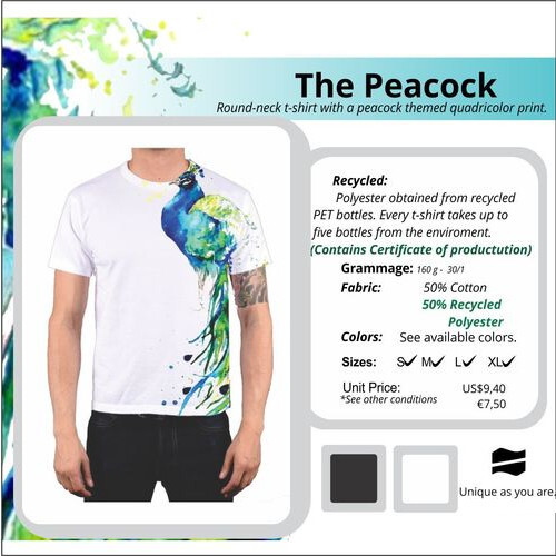 Printed Eco Friendly Peacock T-Shirt