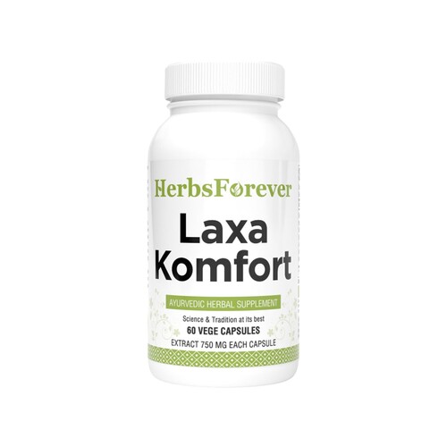 Laxa Komfort Capsules - Herbal Digestive Support, Natural Laxative Blend with Haritaki, Fennel & Ginger, Gluten-Free, No Preservatives, Promotes Regularity & Comfort