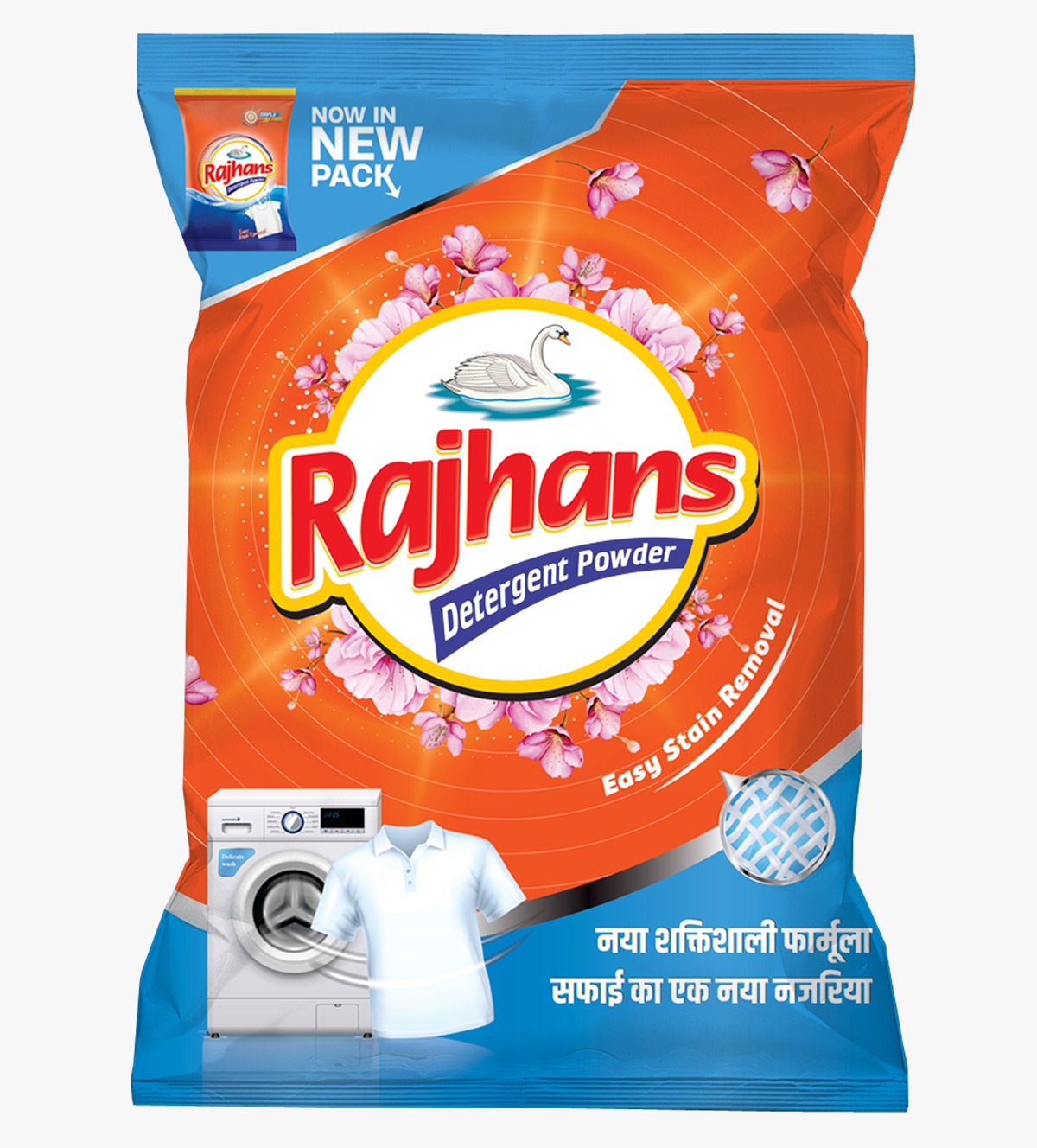 Rajhansh Detergent Powder - Eco-Friendly Formula Hand Wash Use | Floral Perfume Soft Water Compatible Normal Temperature