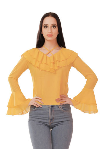 Yellow Ladies Fancy Design Tops